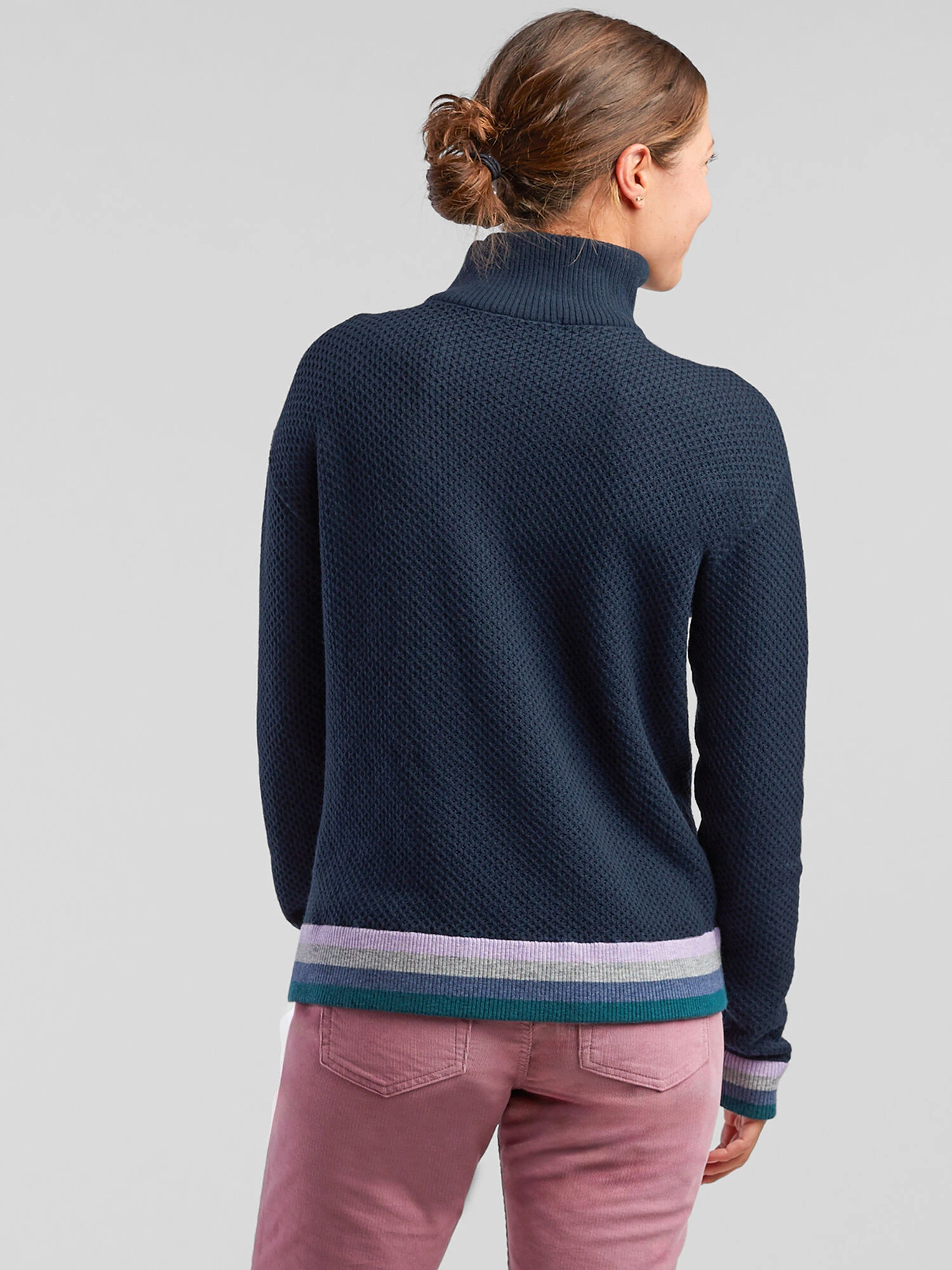 Woolicious Waffle 1/4 Zip Sweater - Stripe 7 Woolicious Waffle 1/4 Zip Sweater - Stripe - Image 5